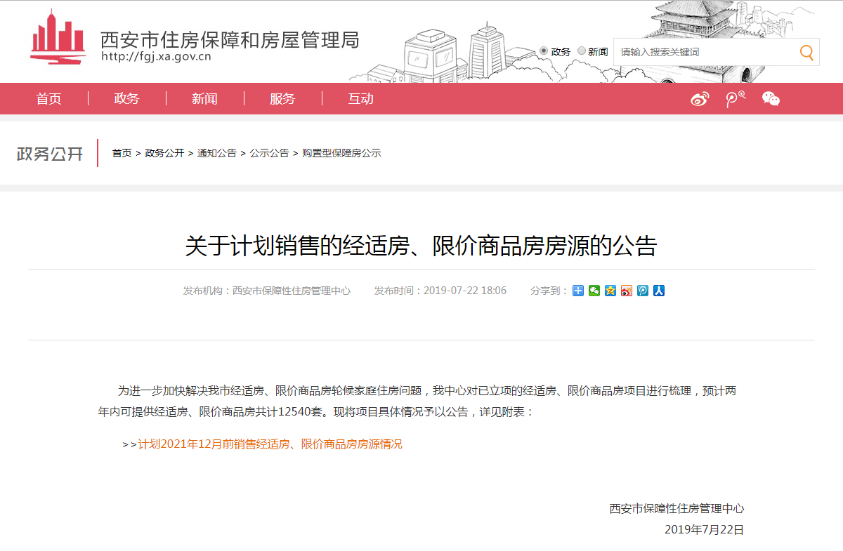 西安市預計兩年內提供12540套經(jīng)適房、限價(jià)房